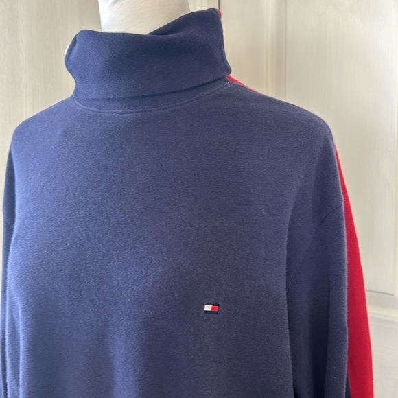 Tommy Hilfiger Mens Blue/Red/White Turtle Neck Sz L - Picture 2 of 11